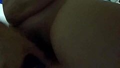 Teasing hairy pussy with dildo toys