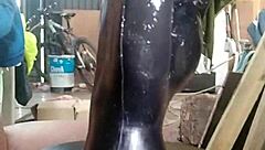 Trying fisting with a huge toy fist