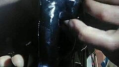 Trying fisting with a huge toy fist