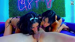In a wild threesome, Latinas deepthroat and swallow their friends' cocks.