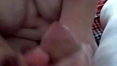 Cum drips from big tits as breakfast feast