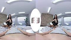 Brunette Gives POV Handjob and Blowjob During Breakfast in Bed 😏