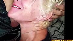 old lady gives bold blowjob under the viaduct