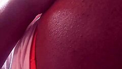 Slut teases her clit with cheating passion