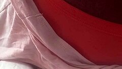 Slut teases her clit with cheating passion