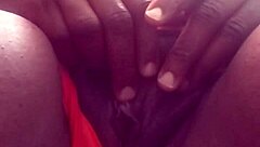 Slut teases her clit with cheating passion