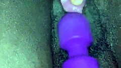 Ebony Teen 18+ Wife Achieves Creamy Orgasm Using Toys in Amateur Session