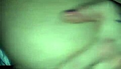 She's bent over in doggy style, riding hard.