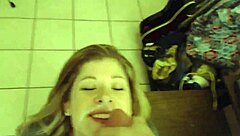 pretty teen feels intense pleasure during blowjob leading to facial cumshot