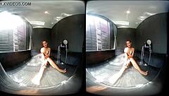 Wet finger games in whirlpool! Asian brunette masturbates pussy