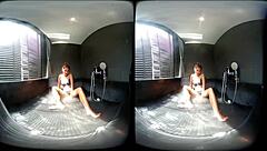 Wet finger games in whirlpool! Asian brunette masturbates pussy