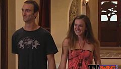 just chilling as this stunning hottie locks lips with her best friend