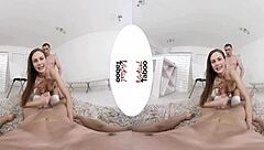 virtual home lesson with two dicks on shaved pussy