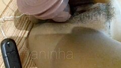 Ebony Babe Pounds Tight Pussy with Dildo