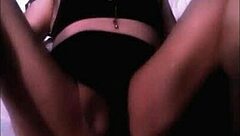 She rides a huge dildo in solo play