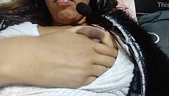 She asks to suck her natural tits in a casual way