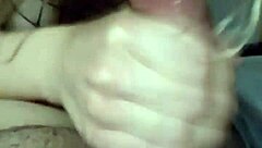 My wife delivers a hot handjob and blowjob until I cum hard.