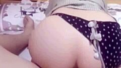 asian babe tries wild doggystyle with girlfriend, feet teasing bare cock