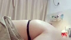 asian babe tries wild doggystyle with girlfriend, feet teasing bare cock