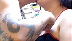 Young university girl gives an amazing blowjob while job hunting.