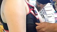 Young university girl gives an amazing blowjob while job hunting.