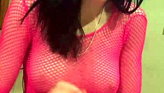 Petite teen sucks big cock in blowjob.