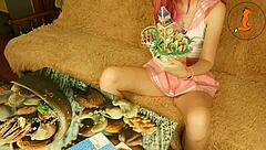 Redhead Foxy Teases Without Panties In Sexy Puzzle