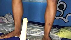 Crazybitch263 rides deep dildo while BF watches 😈