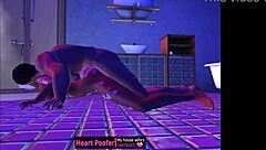 She was DRAGGED from the SHOWER and TAKEN on the BATHROOM FLOOR in cartoon style.