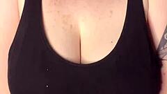 Slapping my huge tits on the desk like this