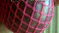 pink fishnet socks on display