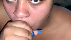 a light-skinned submissive swallows cum in a narrative