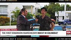 Blonde plays pool in a very sexy way at ggmansion