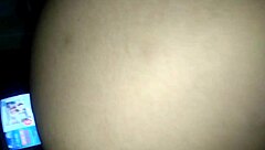 in the kitchen, a girl slips on her culotte, bending over with her big ass on display