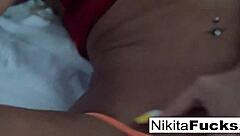 Hey, check out hot milf Nikita in fishnets doing a solo session.