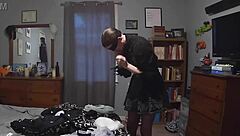 hottie prepares for halloween with perfect tits