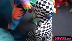 college teen 18+ costume party in dorm turns wild. groupsex erupts with amateurs 😏