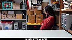 cute teen caught stealing, want to blow the mall cop?