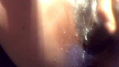 Squirting ebony babe uses dildo on pussy 😍