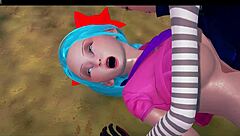 Dragon Ball Waifus Bulma and C-18 in 3some Blowjob Toys Cum Orgasm