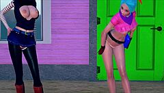 Dragon Ball Waifus Bulma and C-18 in 3some Blowjob Toys Cum Orgasm