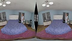 Rebecca Vanguard in WankzVR! Teen brunette rocks POV blowjob and cowgirl close-up action.