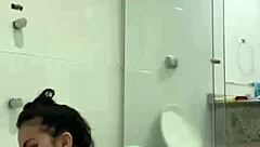 bia hot morena safada masturbating with shower jet in bathroom solo 😍🔥