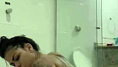 bia hot morena safada masturbating with shower jet in bathroom solo 😍🔥