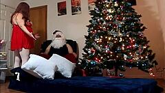 Lexie Bell Delivers Intense Blowjob to Santa with Cum Swallow