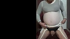 Mark Wright masturbates while fantasizing about real cock fucking his crossdressed body