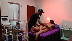 Client in my spa gets excited and has session with one of the masseurs - part 1