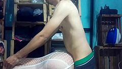 latina emo couple in red white dress tries doggystyle position