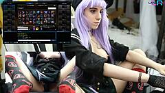 Teen girl masturbates while playing League of Legends in URF mode