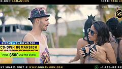 big titted brunette feels sexy in bodysuit at ggmansion